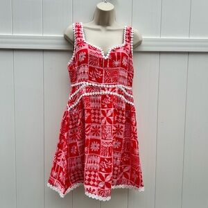 TCEC Dixon Mini Dress in Pink and Red Fully Lined Sundress | Size Large